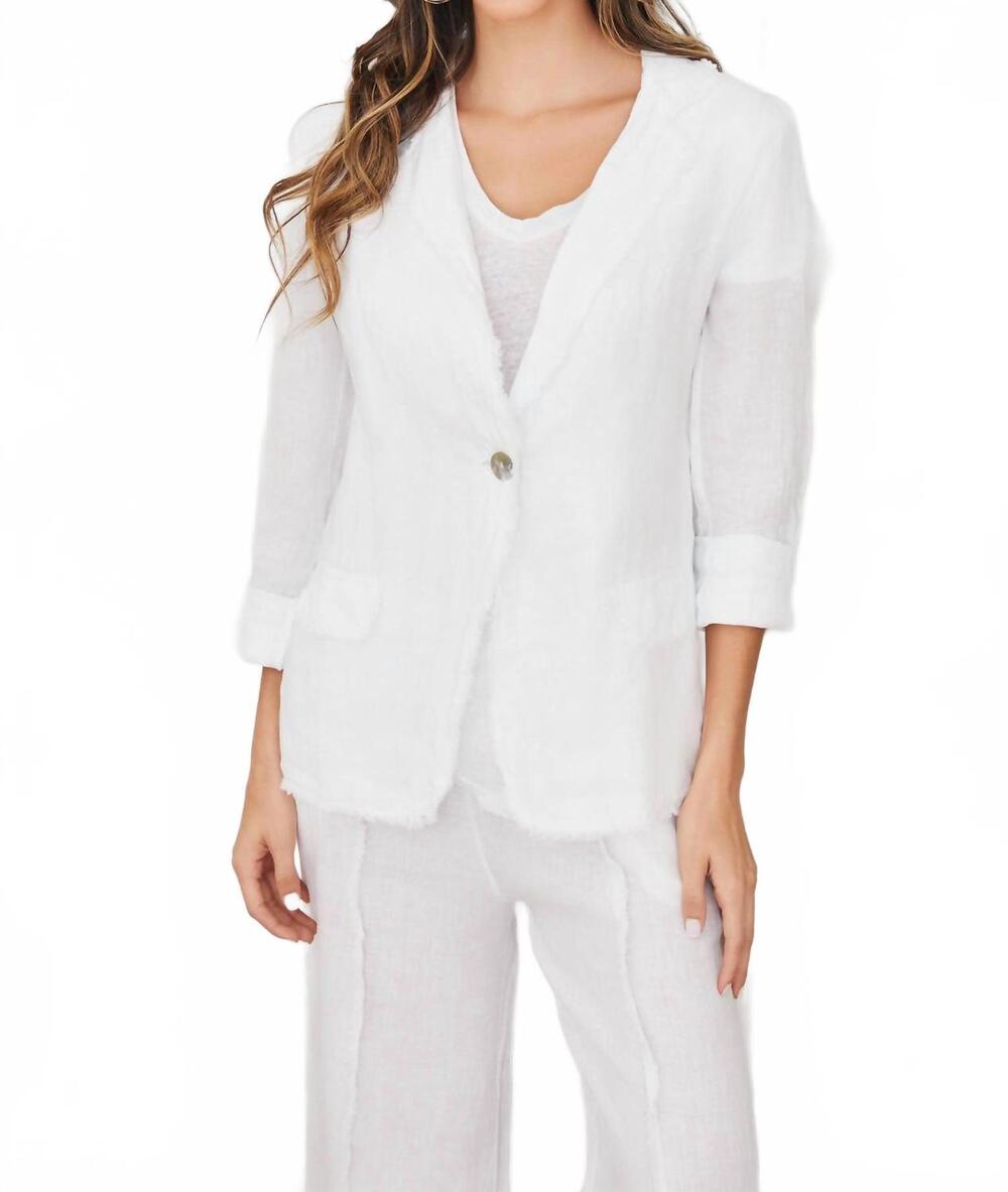 NEW MILIO MILANO single button linen blazer in white